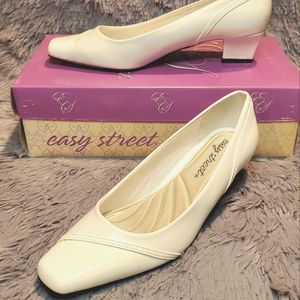 Easy Street Teby White Patent Leather Heels